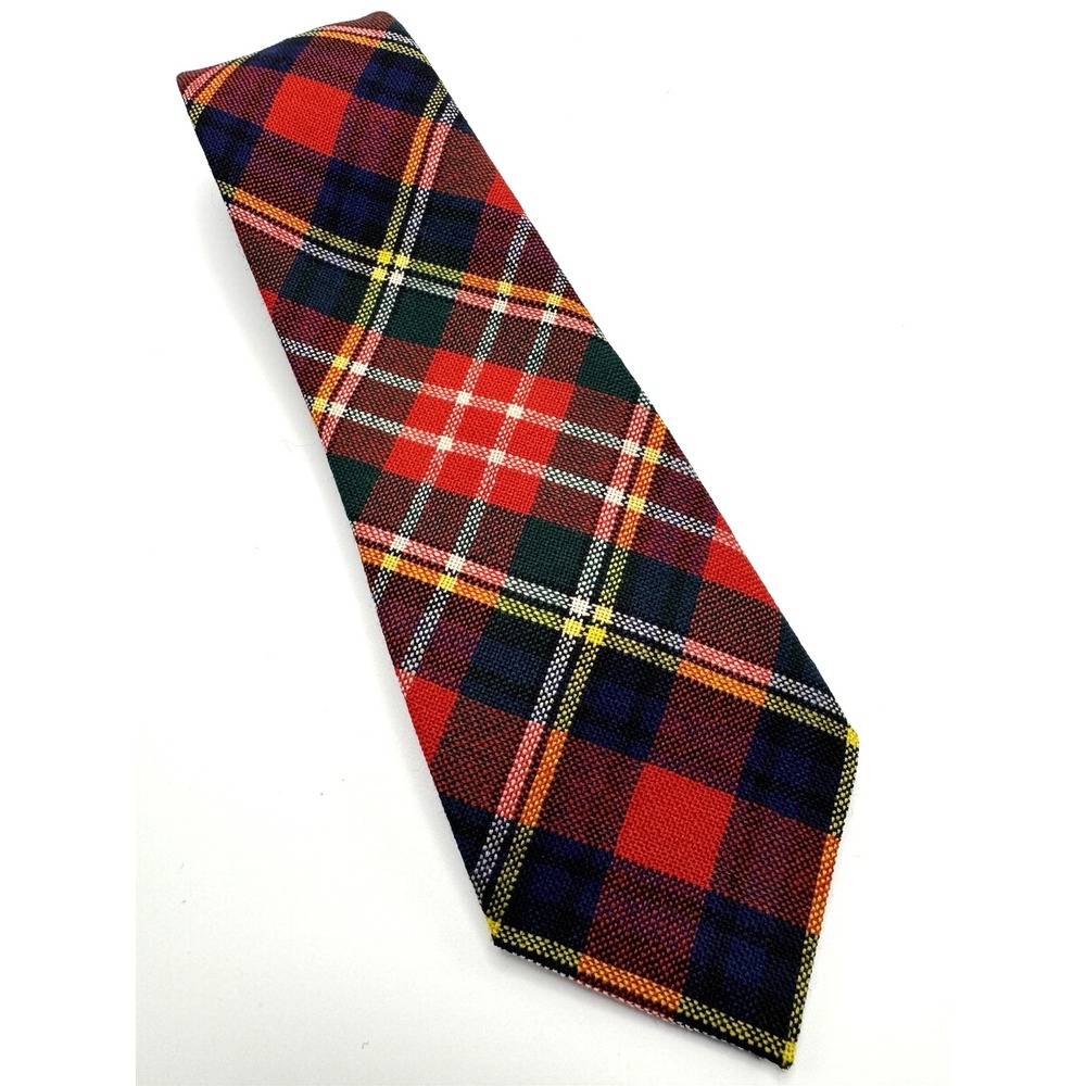 Vintage Men's Tie Plaid New Wool Made In Scotland Christie Tartan